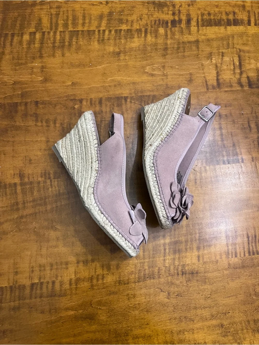 Peep toe leather lilac espadrilles 7 1/2 M